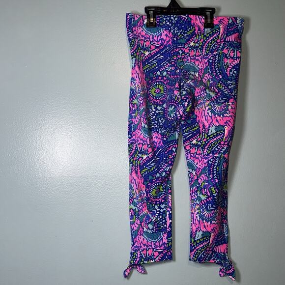 Lilly Pulitzer Maia No Prob Llama Print Side Tie Leggings Blue Pink Sz M - Picture 7 of 8